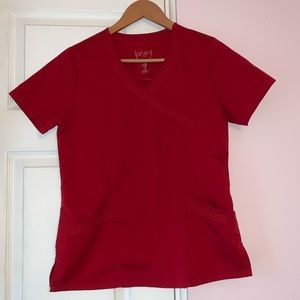 Dark red crush brand scrub top size small